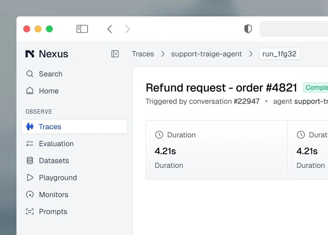 Observability traces UI